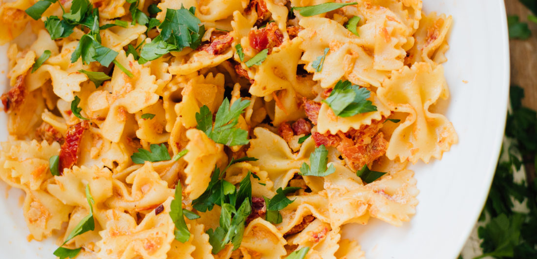 Blogger Eva Amurri shares her recipe for Sun-Dried Tomato and Goat Cheese Pantry Sauce