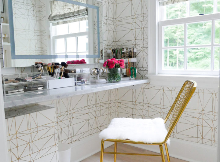 Eva Amurri Martino's ultra-feminine glam room featuring a gold motif