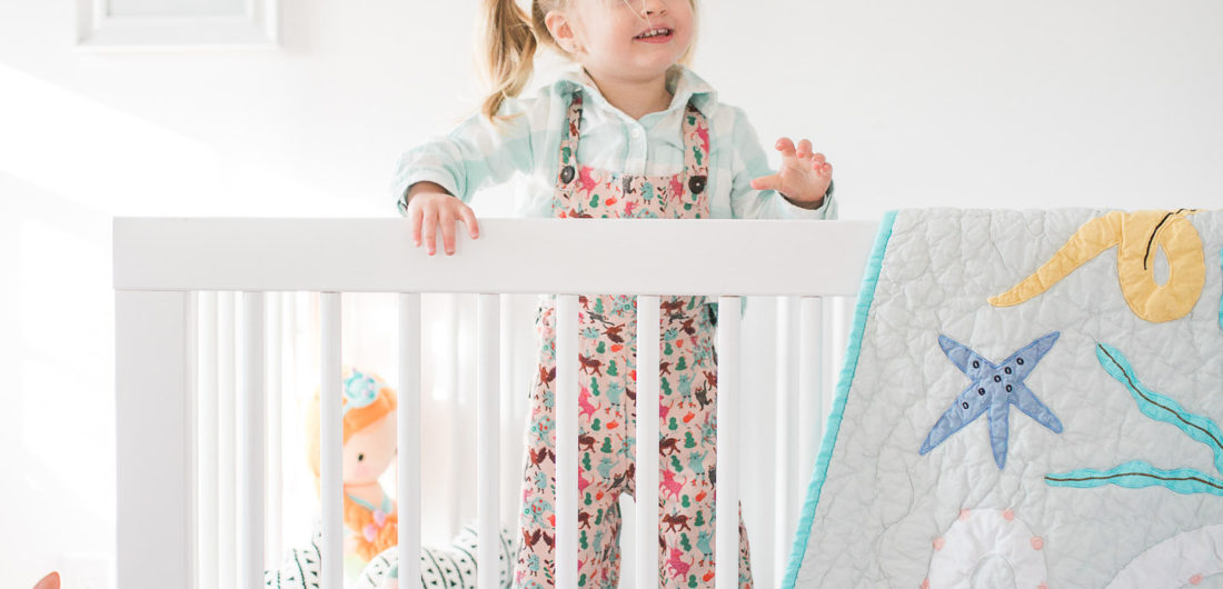 Marlowe Martino pictured in her mermaid inspired bedroom in her home in Connecticut designed by mother Eva Amurri Martino of lifestyle and motherhood blog REZTT