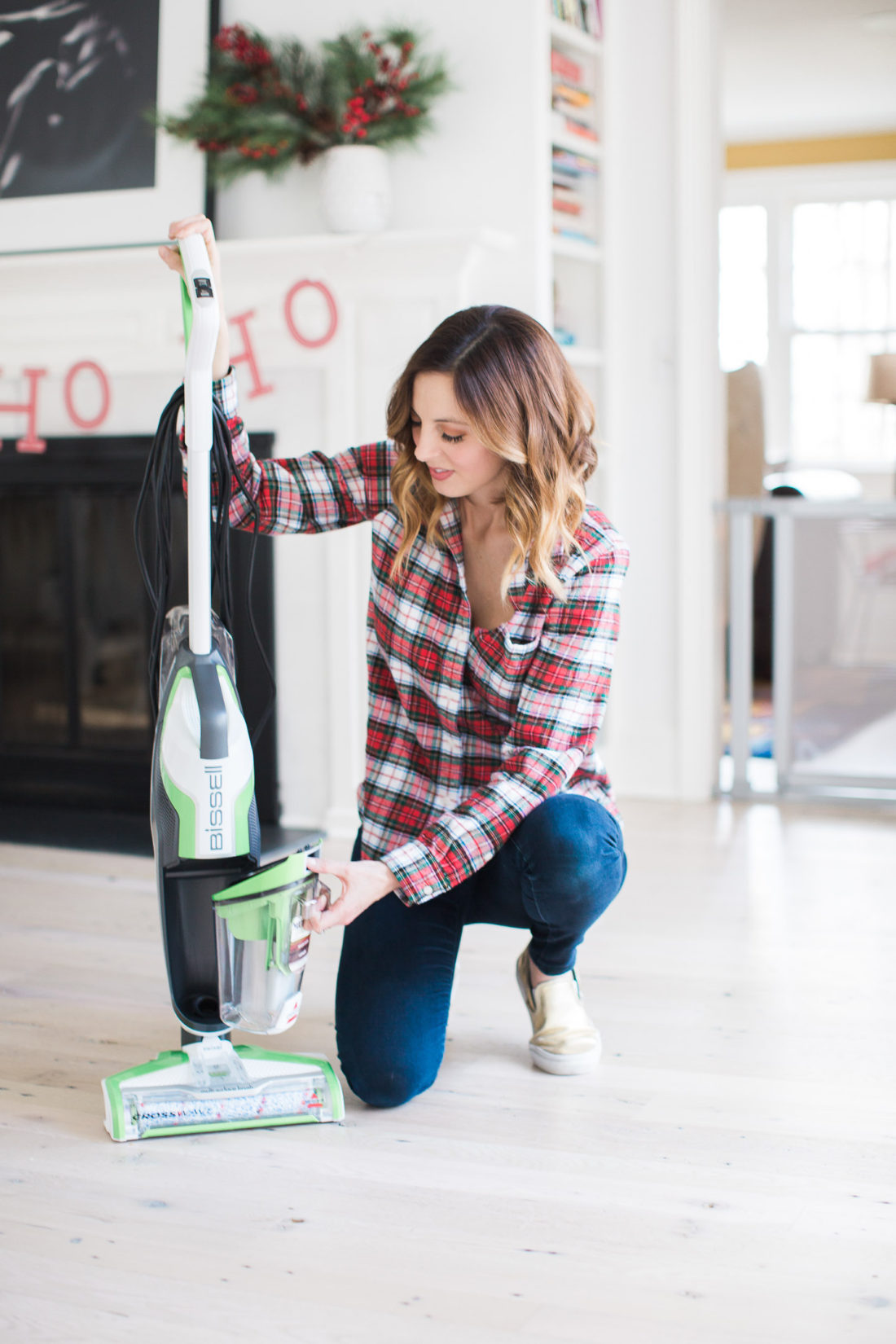 Eva Amurri martino uses the Bissell Crosswave cleaning system to prep her home for holiday parties