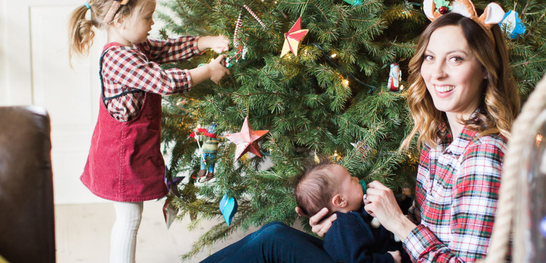Eva Amurri Martino decorates the tree with children Marlowe and Major in her Connecticut home