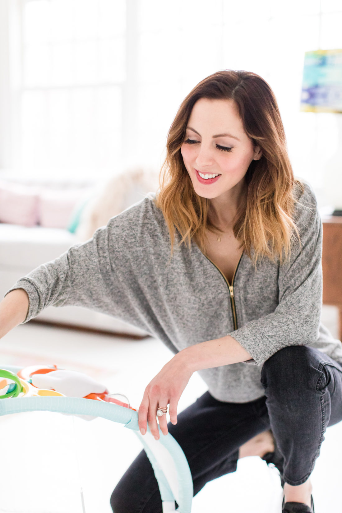 Eva Amurri Martino of lifestyle and Motherhood blog REZTT sets up a play area in her home studio