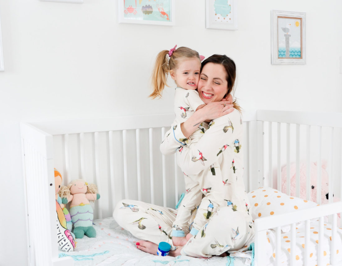 Eva Amurri Martino wears matching pajamas with her daughter Marlowe and hugs her