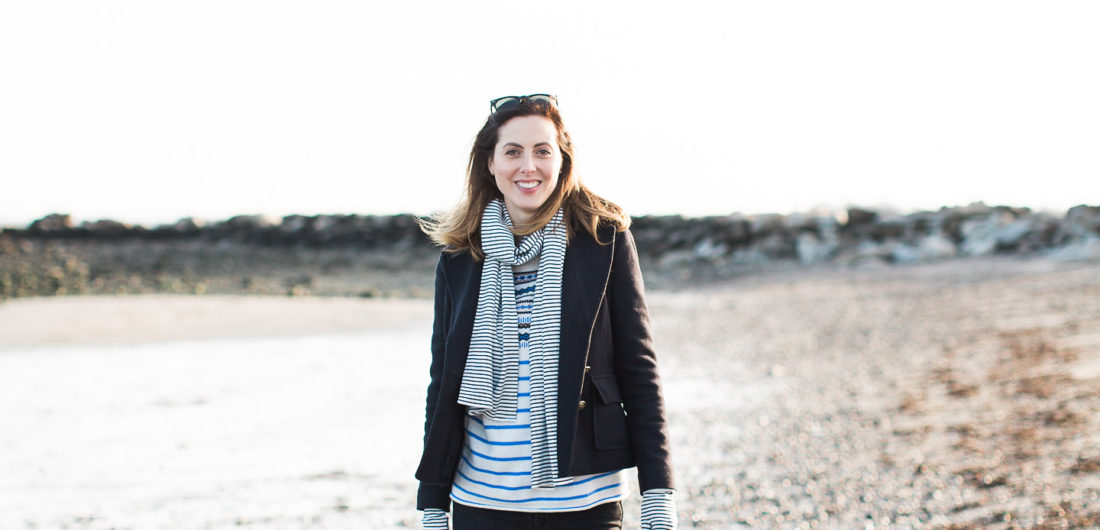 Eva Amurri Martino walks on the beach in Connecticut