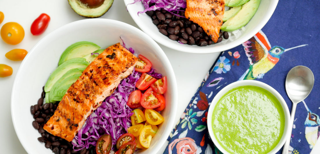 Eva Amurri Martino's colorful and healthy Mexican Spice-Rubbed Salmon Bowl
