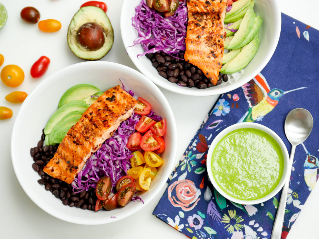 Eva Amurri Martino's colorful and healthy Mexican Spice-Rubbed Salmon Bowl