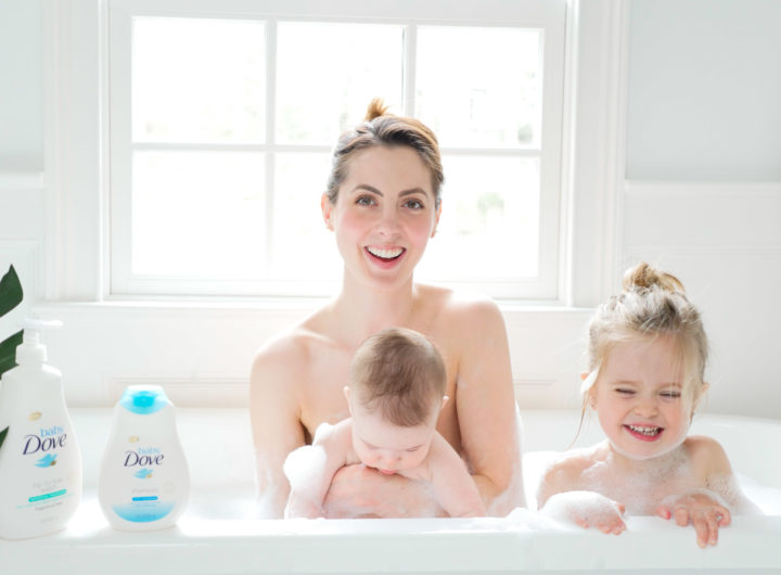 Eva Amurri Martino takes a bubble bath with her two babies and Baby Dove soap