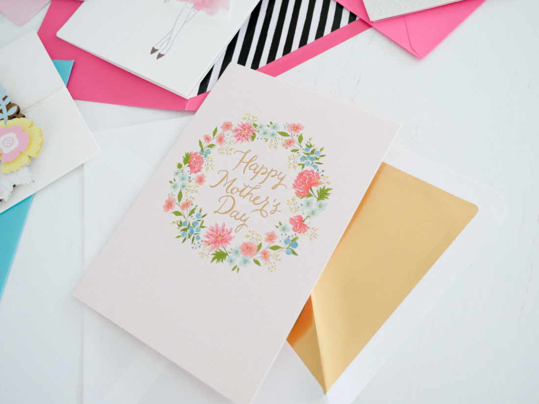 Details of a Hallmark Signature floral mother's day greeting card