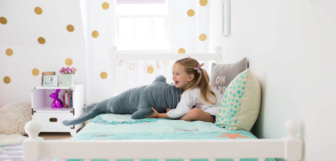 Eva Amurri Martino shares the new design of her three year old daughter's Connecticut mermaid bedroom with the added big girl bed instead of a crib