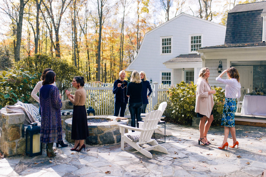 Guests arrive at the Friendsgiving at Eva Amurri Martino's Connecticut home