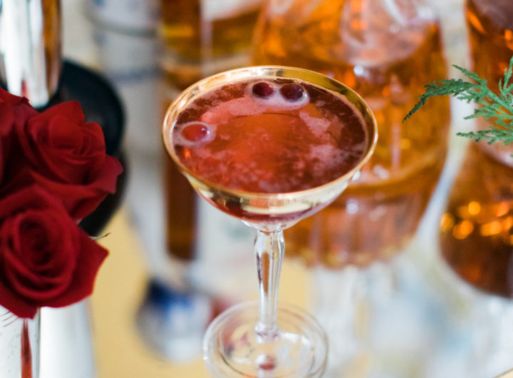 Eva Amurri Martino shares a recipe for a Poinsettia cocktail as part of her classic holiday cocktail party