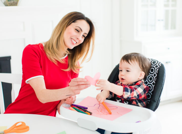 Eva Amurri Martino hands Major Martino a cutout paper heart