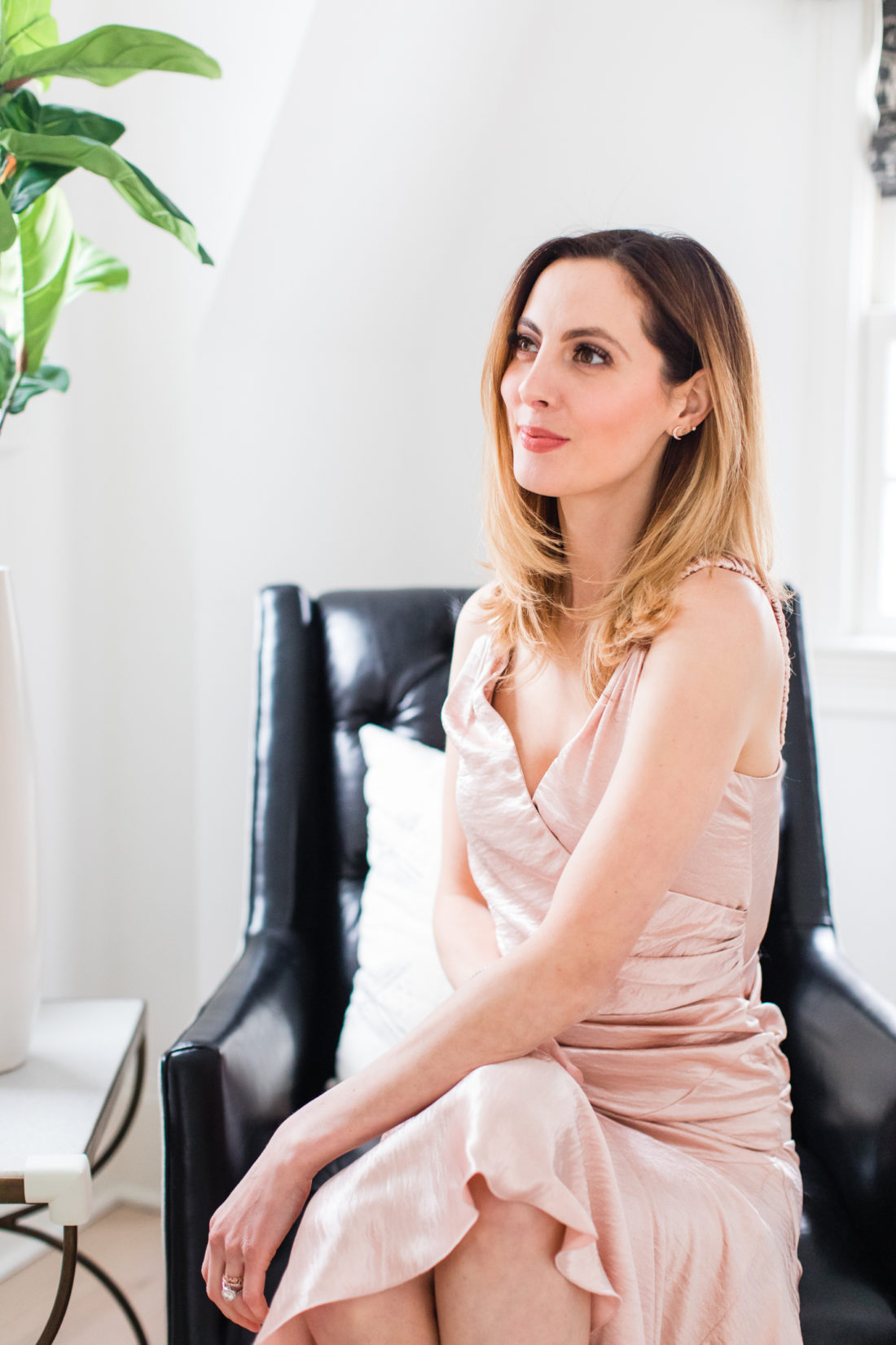 Eva Amurri Martino wears a silk romantic dress for Date NIght