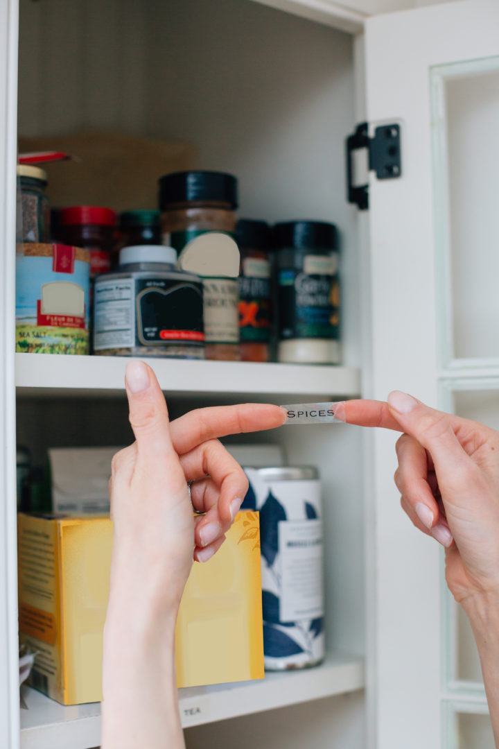 Eva Amurri Martino labels her kitchen shelves using her PTouch Label Maker