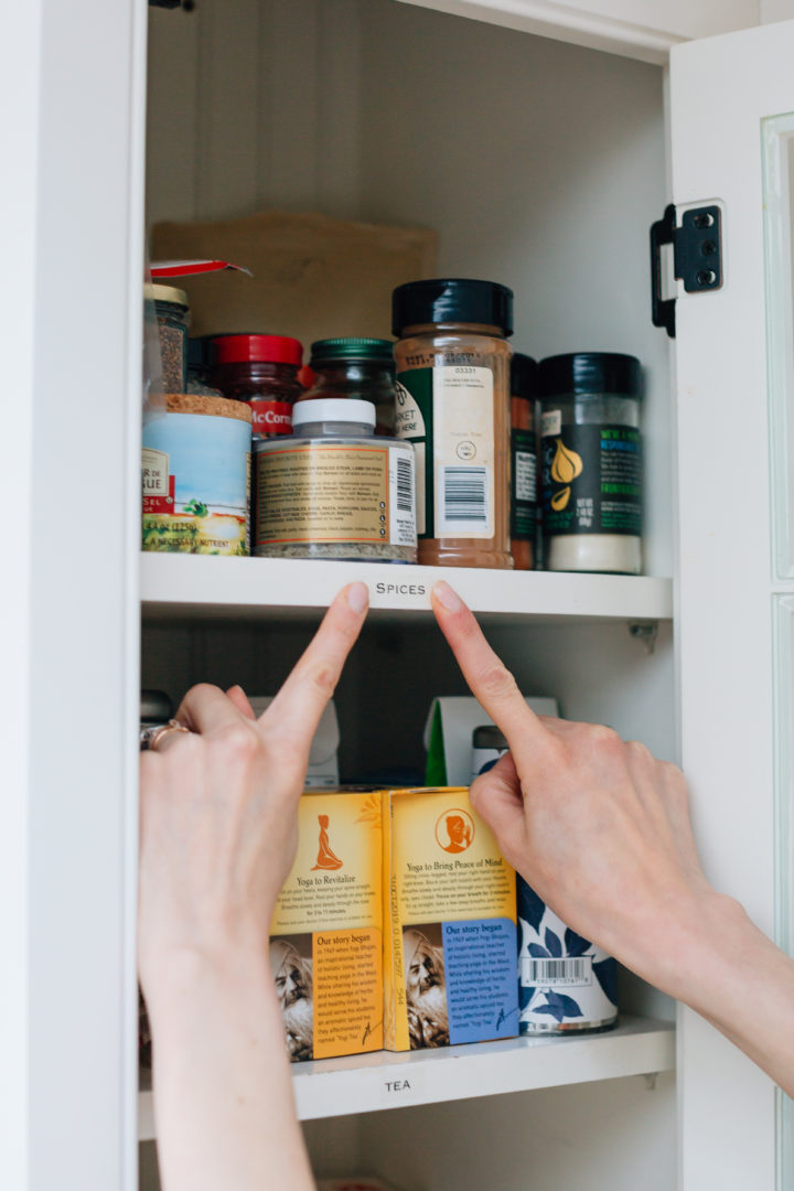 Eva Amurri Martino labels her kitchen shelves using her PTouch Label Maker