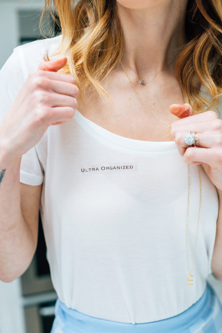 Eva Amurri Martino humorously labels herself with her PTouch Label Maker