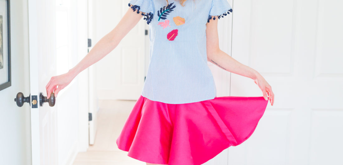 Eva Amurri Martino dons a summery pink skirt