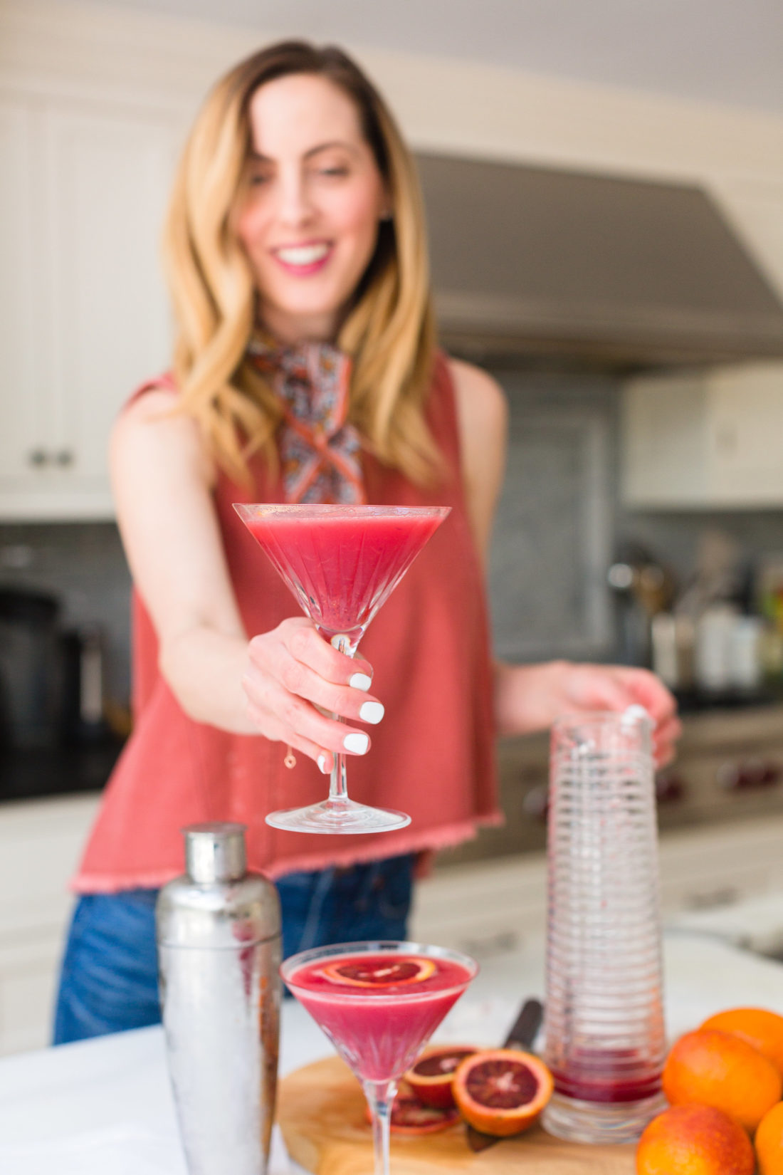 Eva Amurri Martino serves up her blood orange and ginger martinis for a dinner party
