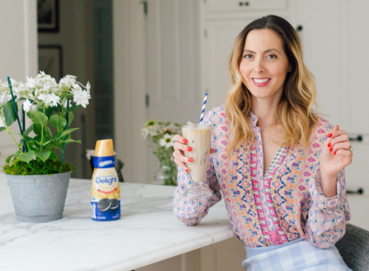 Eva Amurri Martino enjoys an iced coffee at her home in Connecticut