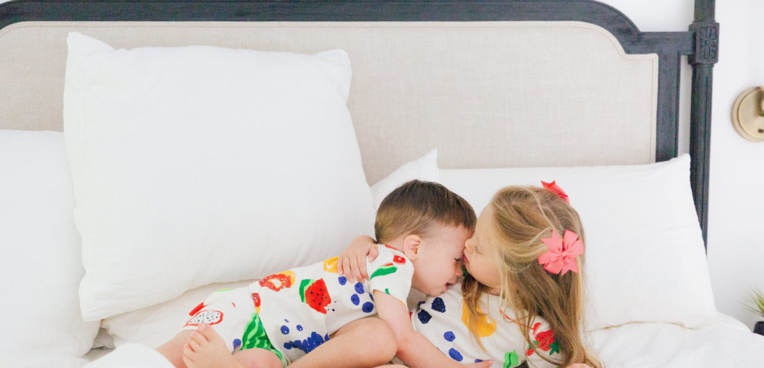 Eva Amurri Martino's kids Marlowe and Major play around in matching pajamas