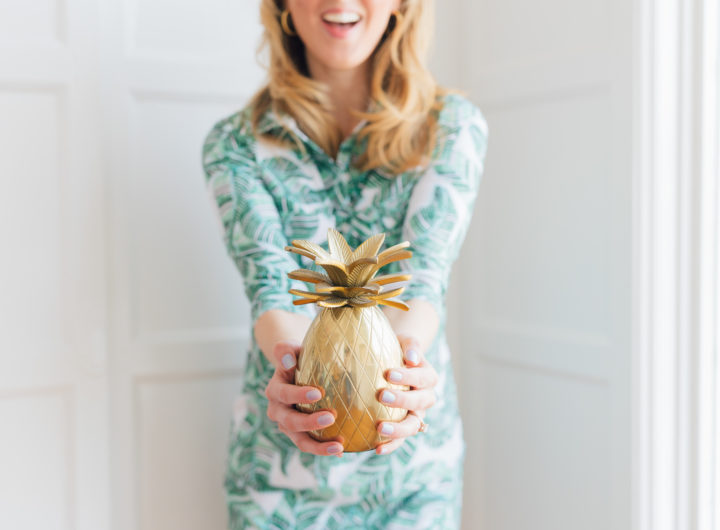 Eva Amurri Martino of REZTT wears a green floral dress and shares her Jamaica packing list