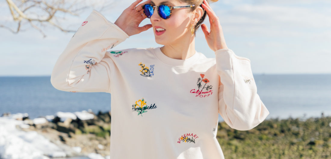 Eva Amurri Martino of REZTT wears a kerchief bun in her hair and shares her favorite sunglasses for spring 2019