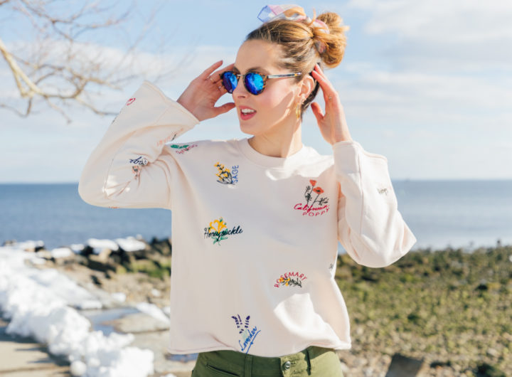 Eva Amurri Martino of REZTT wears a kerchief bun in her hair and shares her favorite sunglasses for spring 2019