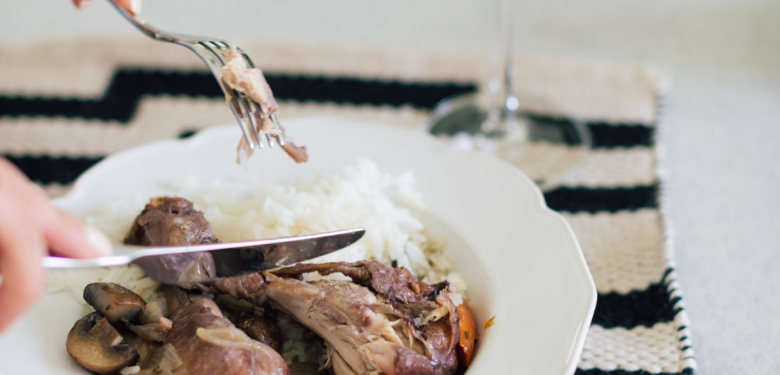Eva Amurri Martino enjoys her Coq Au Vin