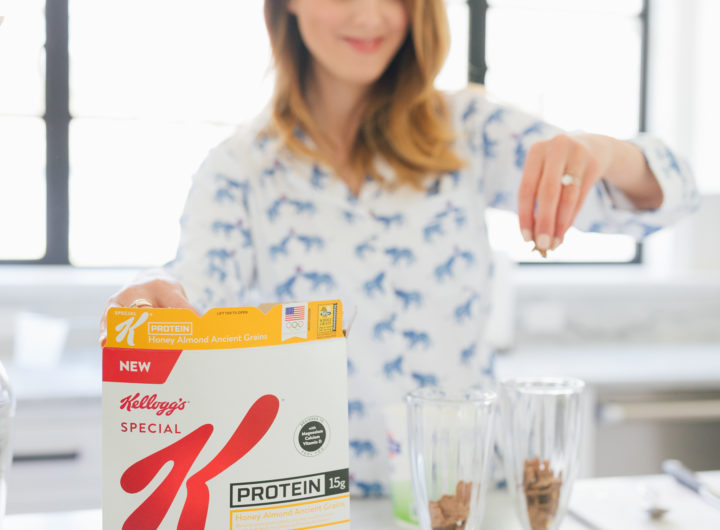 Eva Amurri Martino of REZTT sprinkles Special K Ancient Grains in a parfait