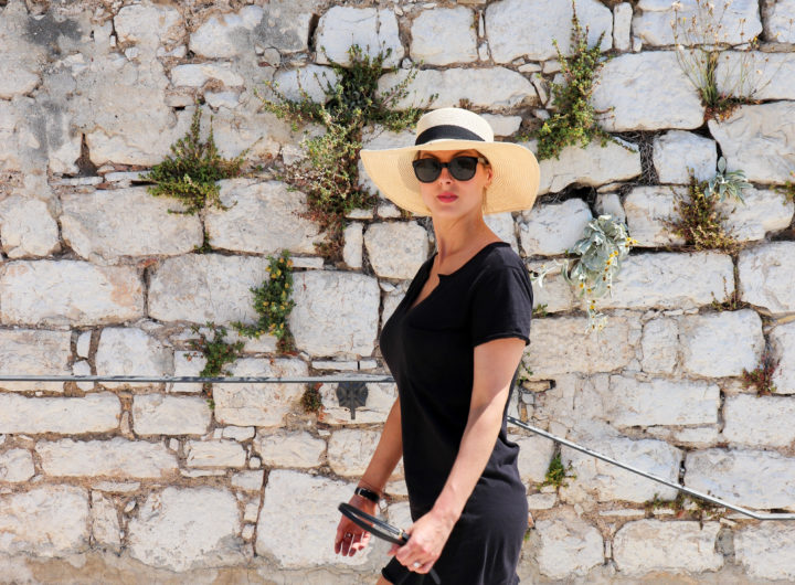 Eva Amurri Martino walks along the waterfront of Sibenik Croatia