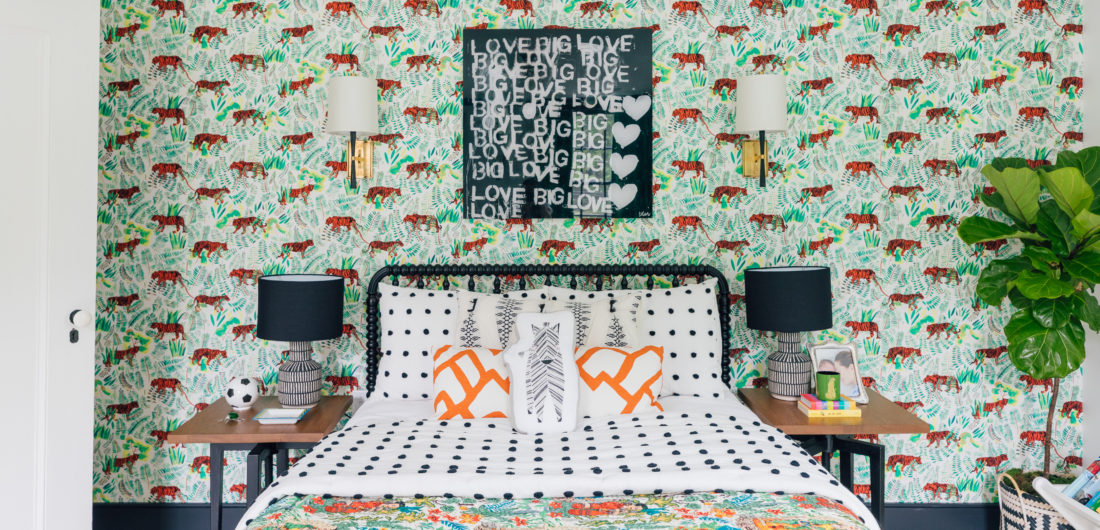 Constrasting patterns inside Eva Amurri Martino's son Major's new bedroom
