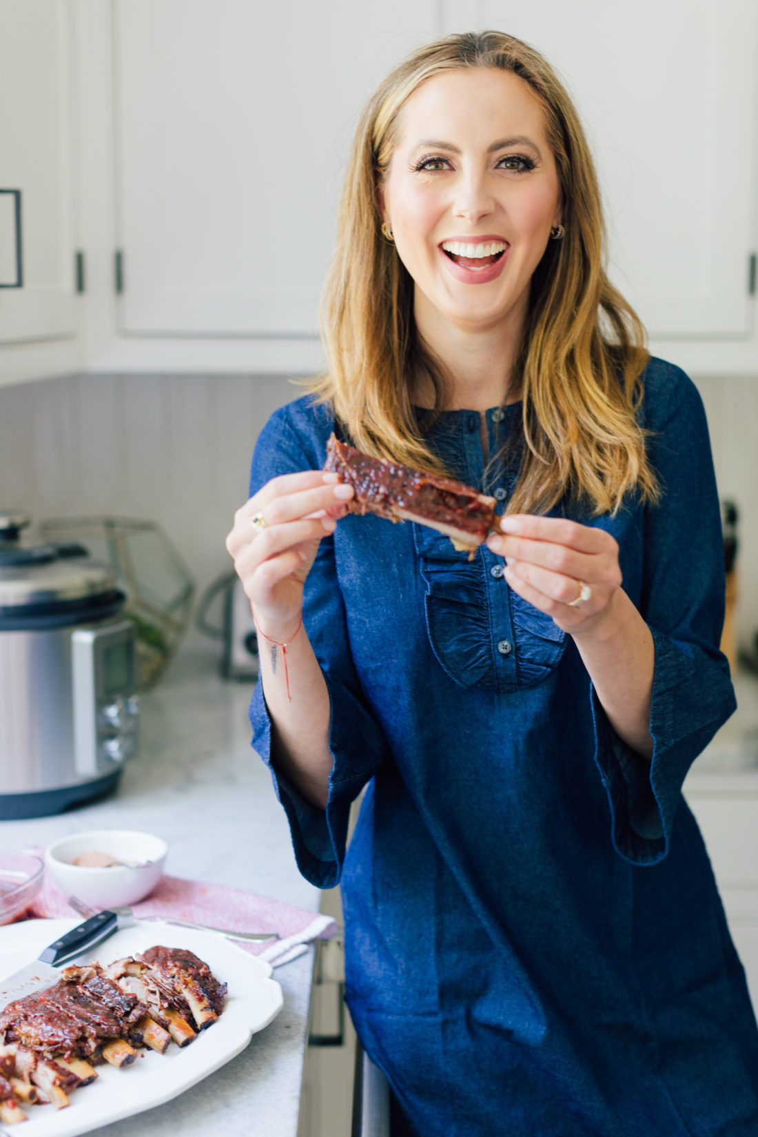 Eva Amurri Martino taste-tests her Dry Rubbed Ribs With Stone Fruit BBQ Sauce