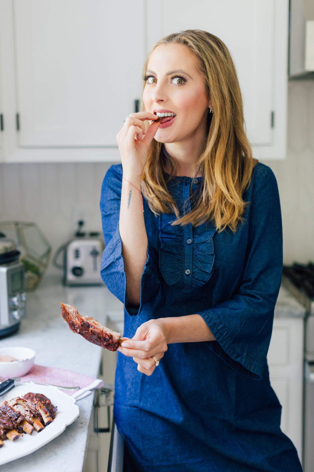 Eva Amurri Martino taste-tests her Dry Rubbed Ribs With Stone Fruit BBQ Sauce