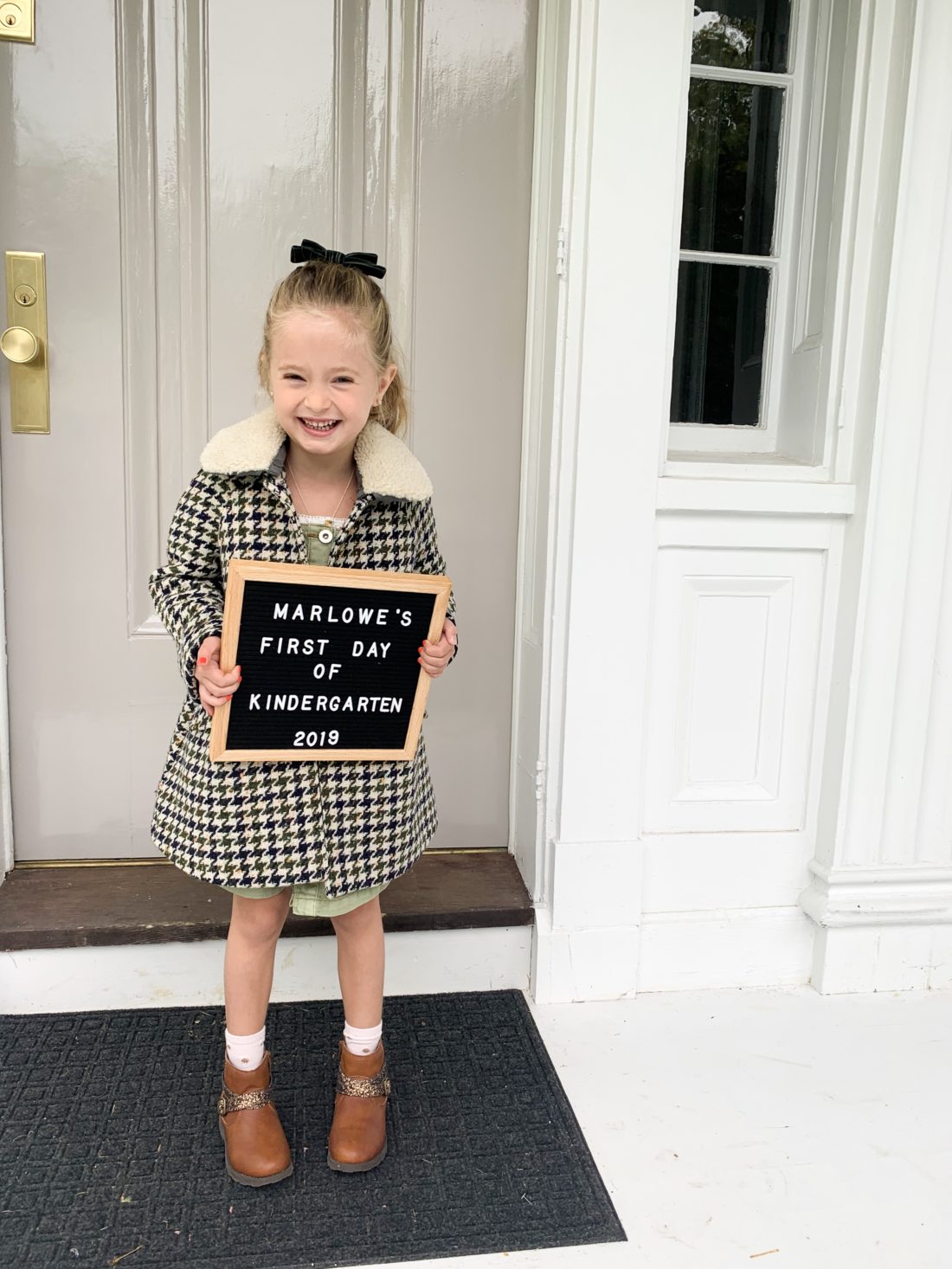 Marlowe Martino on her first day of Kindergarten
