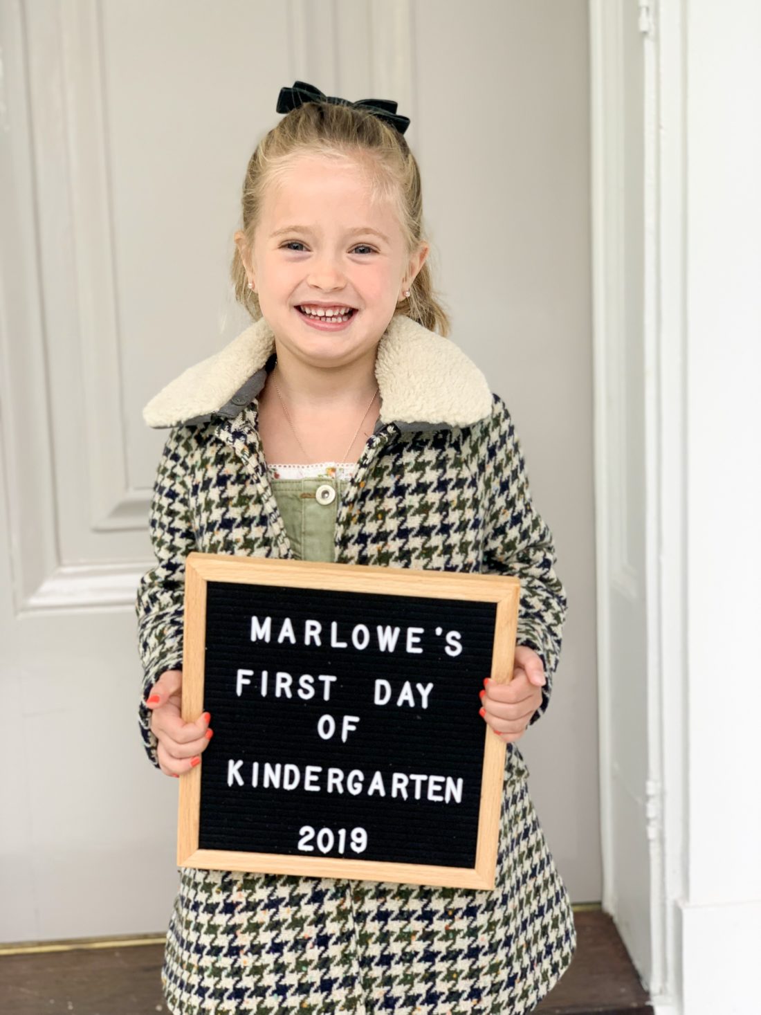 Marlowe Martino on her first day of Kindergarten