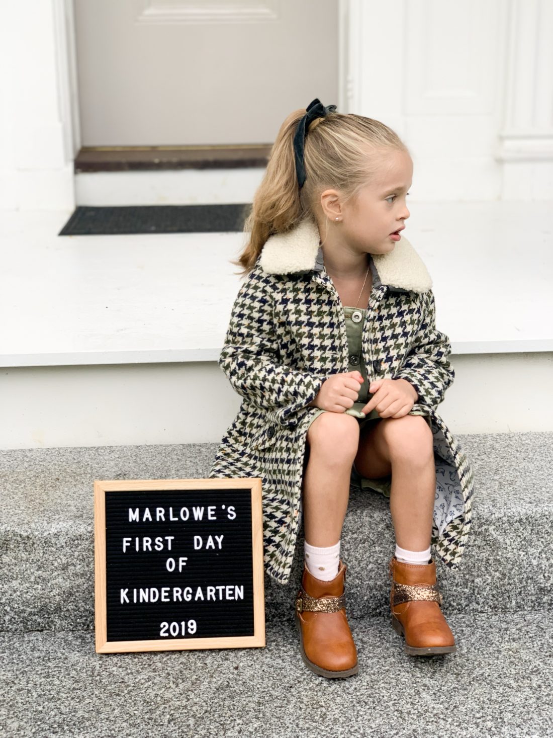 Marlowe Martino on her first day of Kindergarten