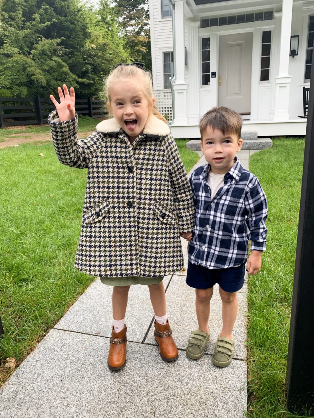 Marlowe Martino waves on her first day of Kindergarten