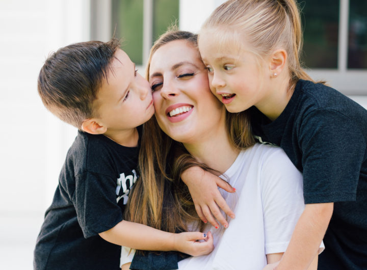 Eva Amurri Martino gets a sweet hug from kids Marlowe and Major