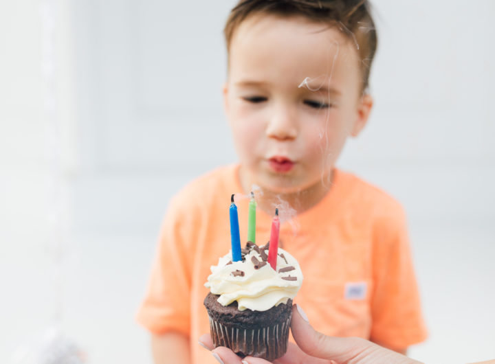 Eva Amurri Martino's son Major blows out the candles on his birthday cupcake