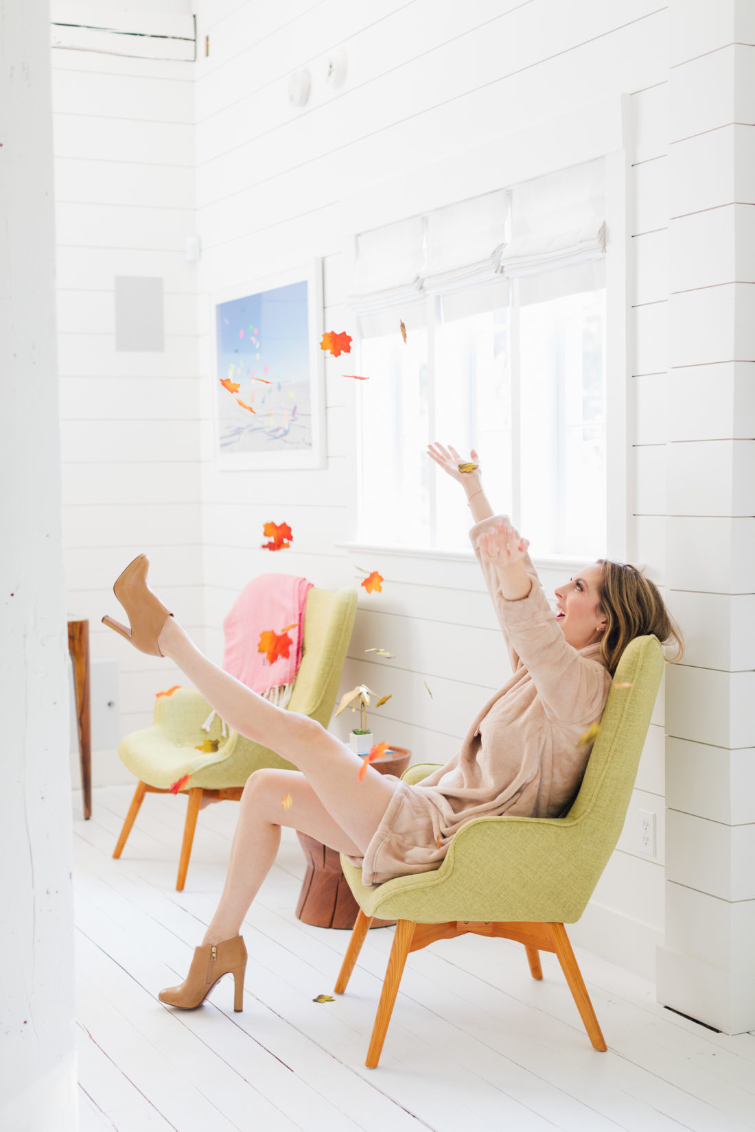 Eva Amurri Martino throws flowers in the REZTT Studio
