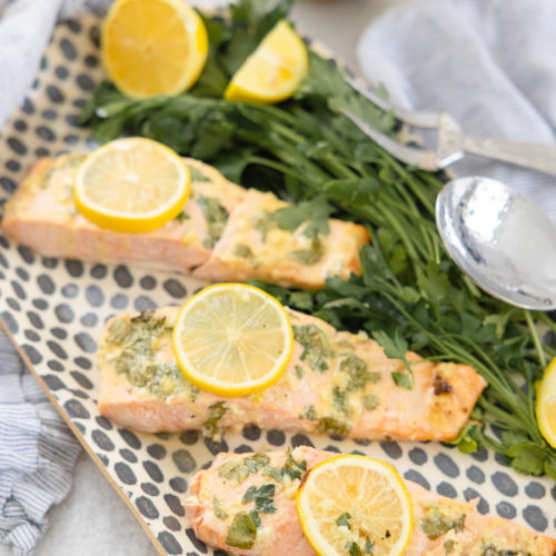 Eva Amurri shares a recipe for baked salmon with lemon garlic dijon