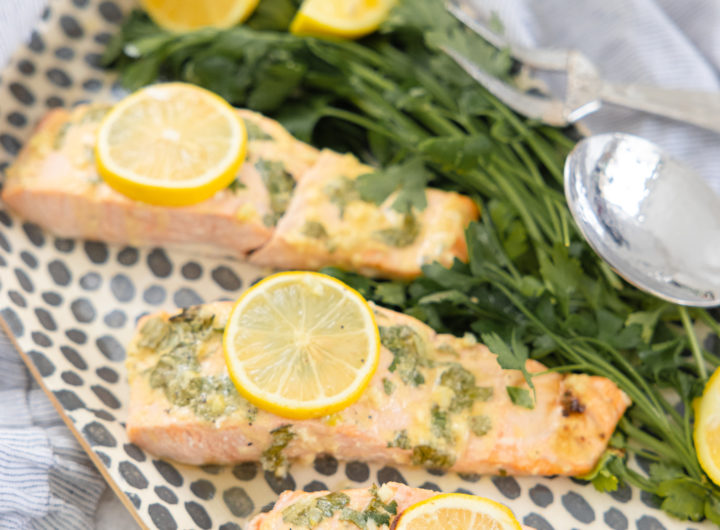 Eva Amurri shares a recipe for baked salmon with lemon garlic dijon