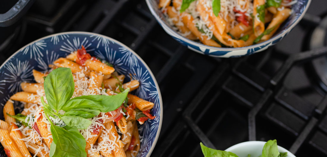 Eva Amurri shares a one-pot tomato basil pasta recipe