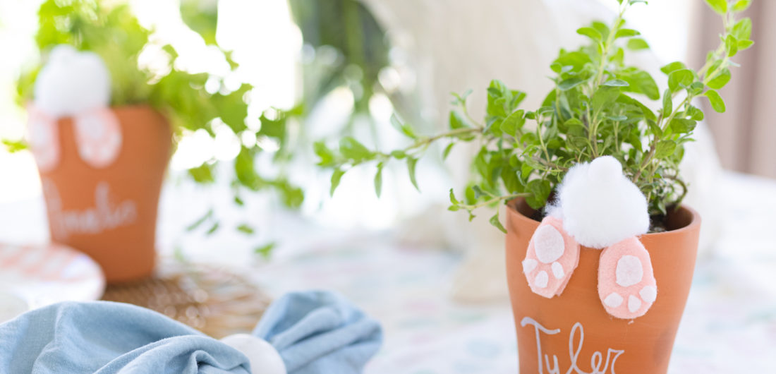 Eva Amurri shares an adorable Easter Bunny Potted Plant Place Card craft.