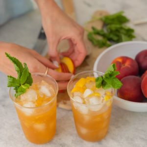 Eva Amurri shares a recipe for her Spiced Bourbon Peach Smash Cocktail