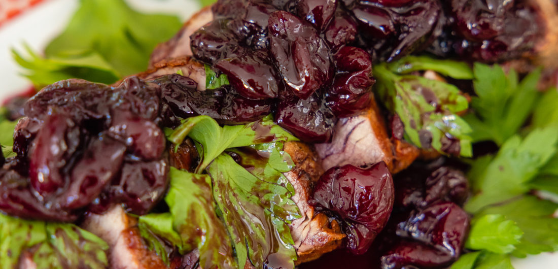 Eva Amurri shares a recipe for Grilled Pork Tenderloin with Spiced Cherry Sauce