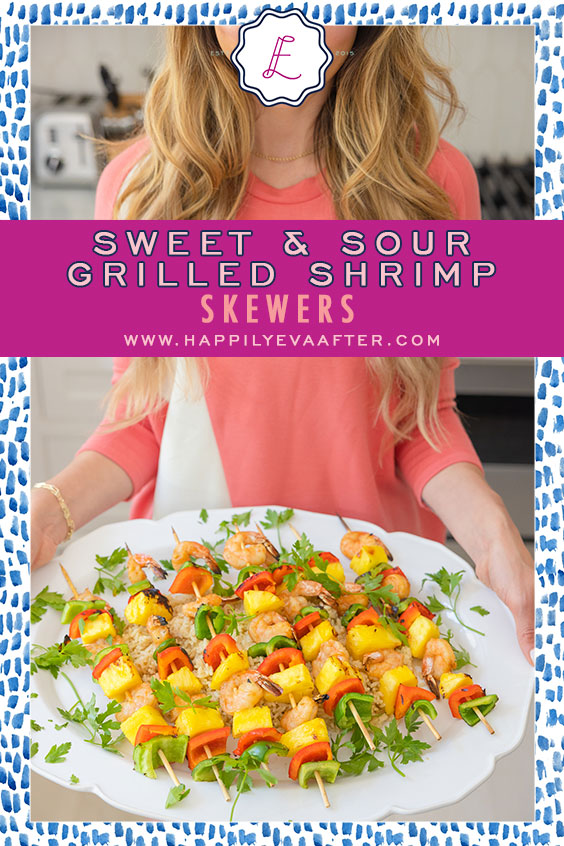Eva Amurri shares a recipe for Sweet & Sour Grilled Shrimp Skewers | REZTT | www.happilyevaafter.com