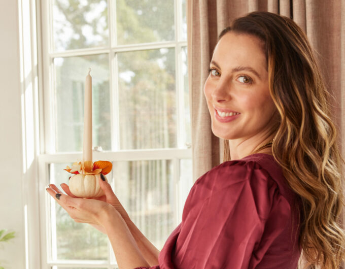 Eva Amurri shares her DIY Fall Pumpkin Candle Holders